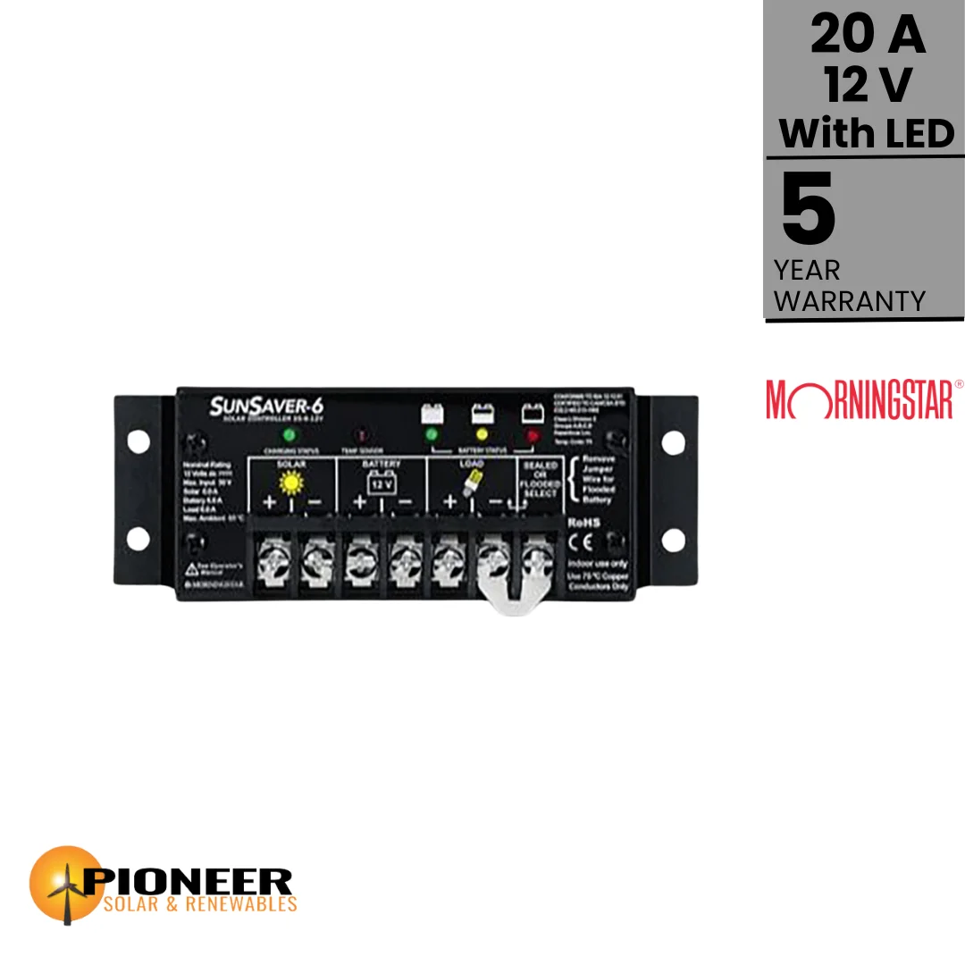 Morningstar 20A 12V SunSaver PWM Charge Controller With LED Indicator