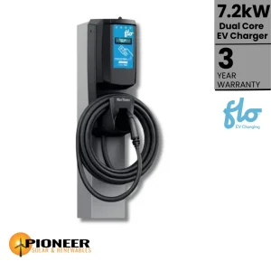 Flo 7.2 kW Dual Core+ Level 2 Commercial Networked EV Charger - Pioneer Solar and Renewables Inc. delivers advanced networked EV charging solutions for commercial use.