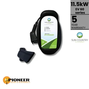 Sun Country EV60 Series 11.5 kW Ruggedized Level 2 Fast EV Charger - Pioneer Solar and Renewables Inc. provides robust and high-speed EV charging solutions for sustainable energy.