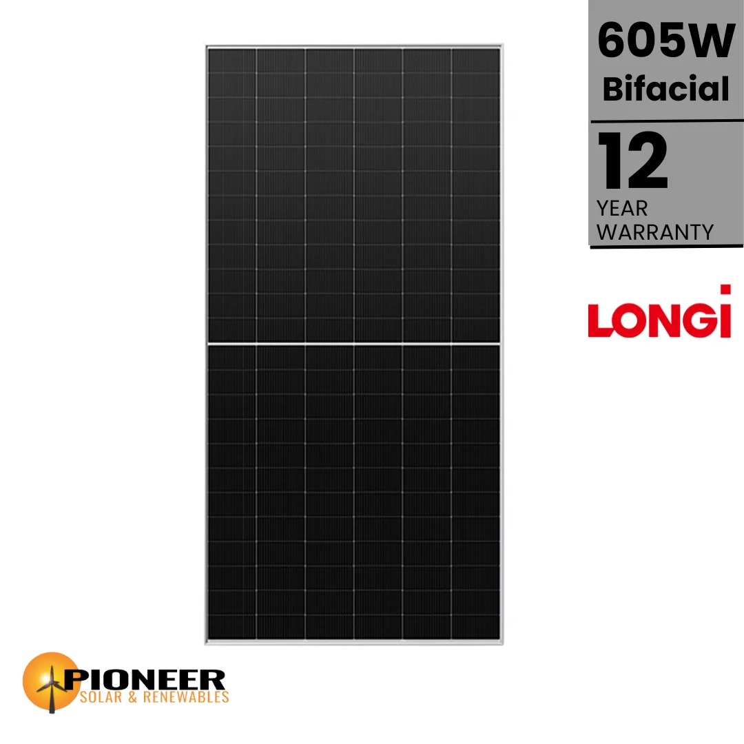 LONGi 605W Bifacial Solar Panel with 1400mm cables - Pioneer Solar ...